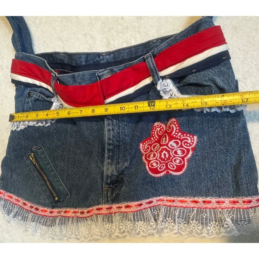 Shabby Boho Upcycled Wrangler Denim Lace Purse‎ Shoulder Bag Americana